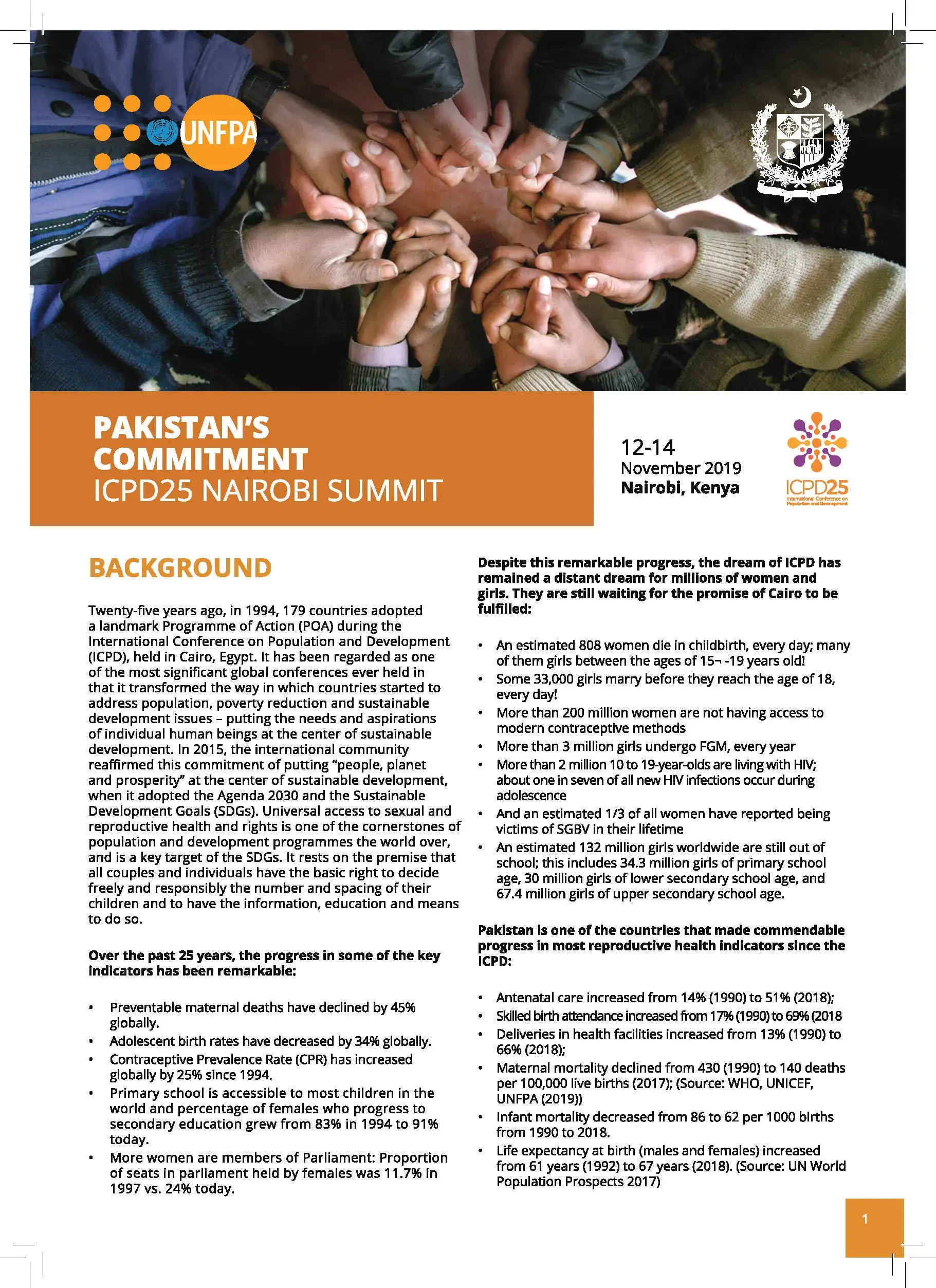 Pakistan ICPD25 Nairobi Summit Commitment